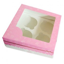 CAJA CUPCAKES, caja magdalenas, caja rosa y blanca