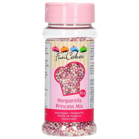 Perlitas de azúcar FunCakes, colores rosa, blanco, purpura. Mix Princesa