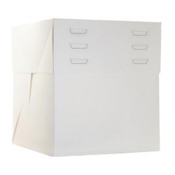 Caja ALTA para tartas BLANCA 20x20x20 a 30 cm.