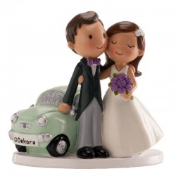 Figura pareja boda coche Just Married, tarta boda recien casados