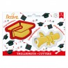 Cortantes Graducion escolar birrete diploma, Decora, galletas decoradas fondant