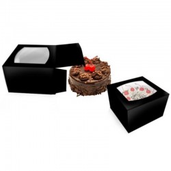 Caja para tartas con ventana Negra 17x17x13 cm