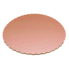 Base redonda rizada de carton rosa bebe brillante, presentacion tartas y postres