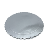 Base redonda rizada de catón Plata brillante, presentación tartas postres