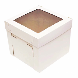 Caja para Tartas BLANCA con ventana 20x20x15 cm