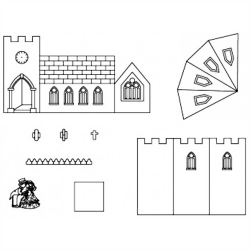 Patchwork marcador para hacer una iglesia en 3D.
