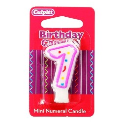 Vela pequeña de cumpleaños Nº 7 de Culpitt, color blanco y rosa