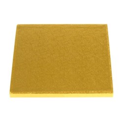 Base cuadrada 25x25 cm. para tartas en color oro Culpitt